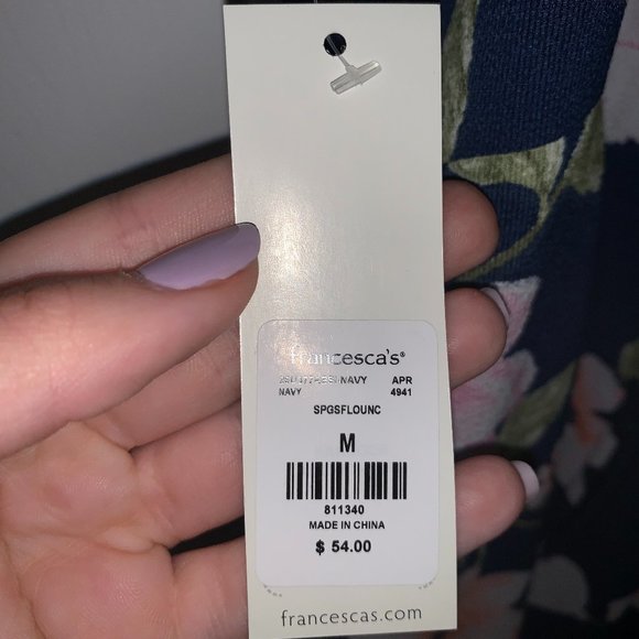 Francesca's Jumpsuit Navy Blue Floral - Picture 3 of 5